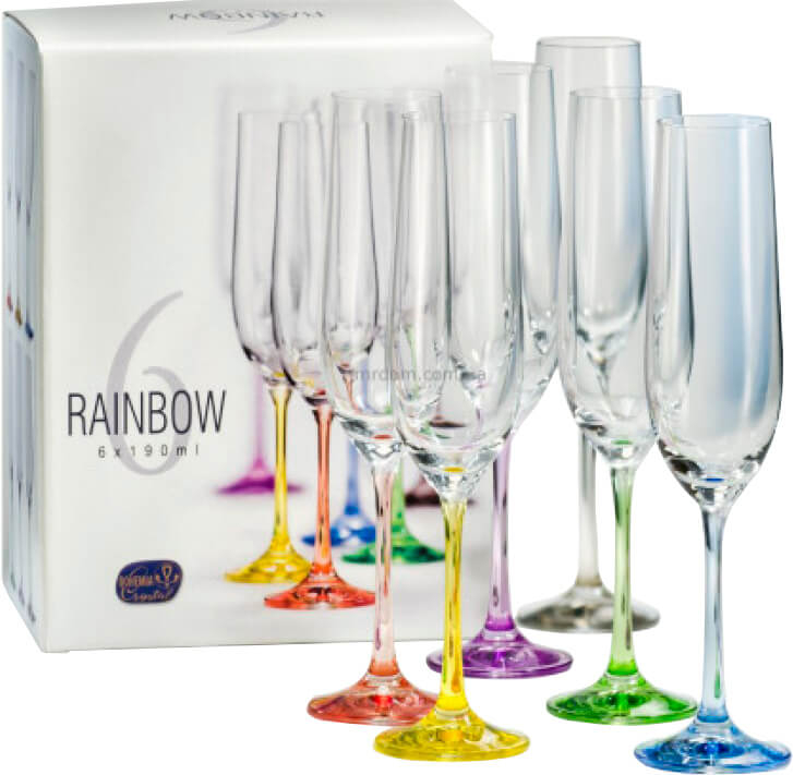 Набор бокалов для шампанского Bohemia Rainbow 190 мл 6 шт