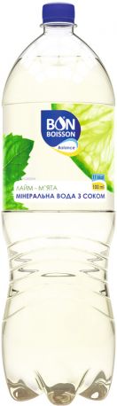 Упаковка минеральной воды с соком Бон Буассон со вкусом лайм-мята 2 л x 6 бутылок