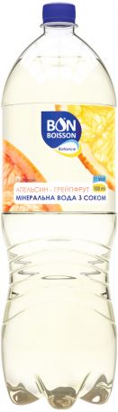 Упаковка минеральной воды с соком Бон Буассон со вкусом апельсин-грейпфрут 2 л x 6 бутылок