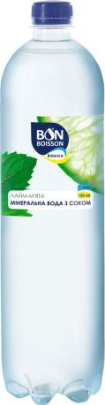 Упаковка минеральной воды с соком Бон Буассон со вкусом Лайм-Мята 1 л x 6 бутылок