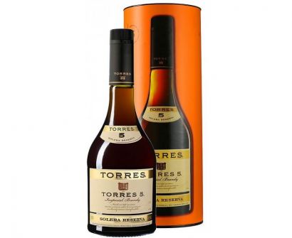 Бренди Torres 5 лет выдержки 0.7 л 38% в подарочной упаковке