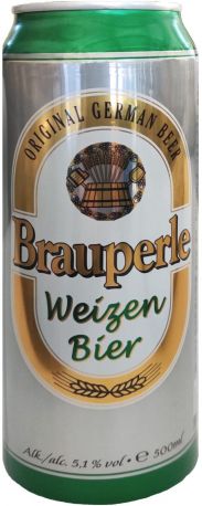 Пиво Brauperle Weizen светлое нефильтрованное 5.1% 0.5 л