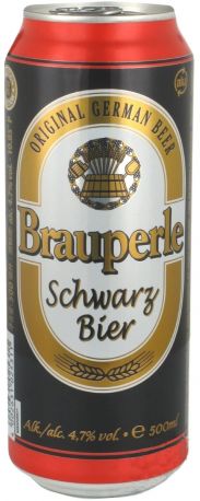 Упаковка пива Brauperle Schwarzbier темное фильтрованное 4.7% 0.5 л x 24 шт