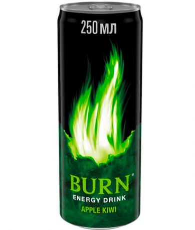 Упаковка энергетического напитка Burn Яблоко Киви 0.25 л х 6 банок