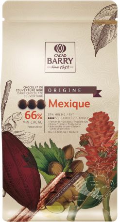Моносортовой чёрный шоколад Cacao Barry Origin Mexique 66% в виде каллет 1 кг - Фото 1
