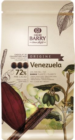 Моносортовой экстра чёрный шоколад Cacao Barry Origin Venezuela 72% в виде каллет 1 кг
