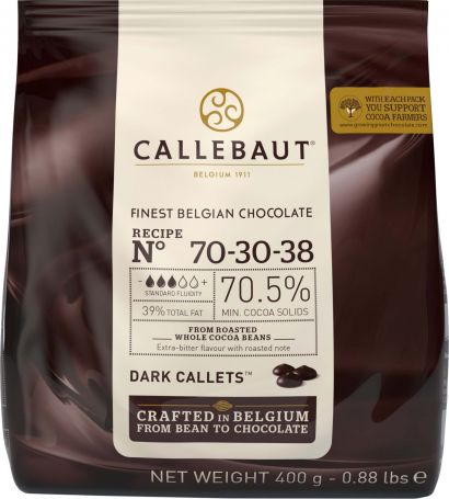 Шоколад Callebaut №70-30-38 бельгийский экстра чёрный в виде калет 400 г