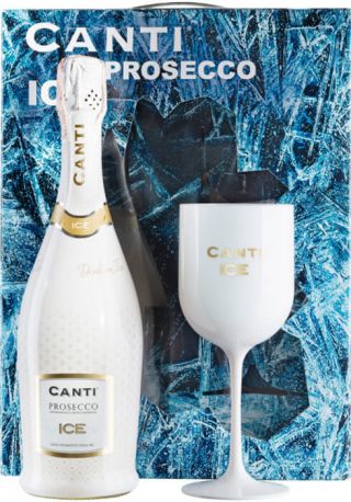Вино игристое Canti Prosecco Ice белое полусухое 0.75 л 11% в подарочной упаковке + 1 бокал