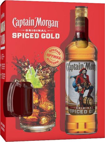 Ромовый напиток Captain Morgan Spiced Gold 0.7 л 35% + кружка - Фото 1