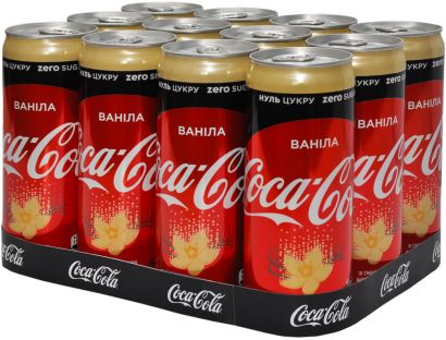 Упаковка безалкогольного напитка Coca-Cola Ванила 0.33 л х 12 банок (1934402)