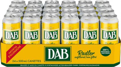Упаковка пива DAB Radler светлое нефильтрованное 3% 0.5 л x 24 шт - Фото 1