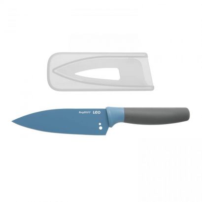 Кухонный нож BergHOFF Leo Поварской с отверстиями для чистки пряных трав с покрытием 140 мм в чехле Голубой - Фото 4