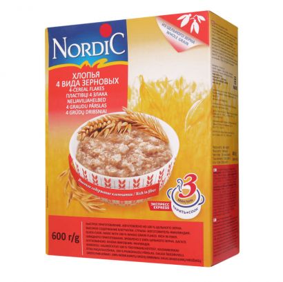 Хлопья NordiC 4 вида зерновых 600 г - Фото 2