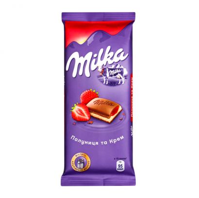 Упаковка шоколада Milka с клубникой и кремом 90 г х 28 шт - Фото 3