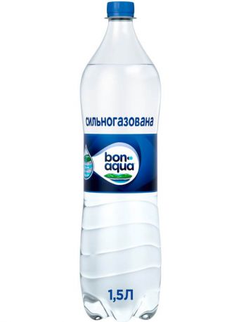 Упаковка минеральной газированной воды BonAqua 1.5 л по 6 бутылок