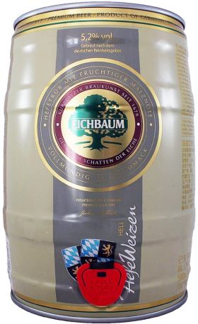 Пиво Eichbaum Hefeweizen светлое нефильтрованное 5.2% 5 л