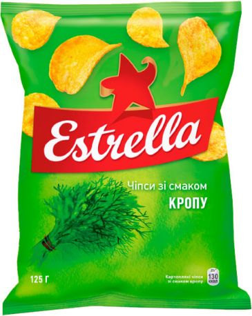 Упаковка чипсов Estrella со вкусом укропа 125 г x 24 шт