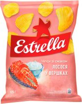 Упаковка чипсов Estrella со вкусом лосося в сливках 125 г x 24 шт Упаковка чипсов Estrella со вкусом лосося в сливках 125 г x 24 шт