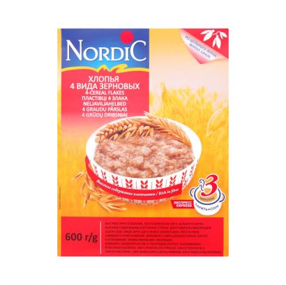 Хлопья NordiC 4 вида зерновых 600 г - Фото 3