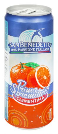 Упаковка сокосодержащего газированного напитка San Benedetto Prima Spremitura Clementina 0.33 л х 24 банки - Фото 7