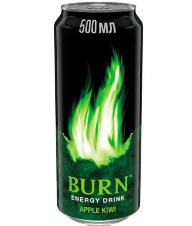 Упаковка энергетического напитка Burn Яблоко Киви 0.5 л х 6 банок
