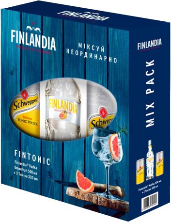 Водка Finlandia Grapefruit 0.5 л 37.5% + Швепс Indian Ton ж/б 330 мл 2 шт - Фото 1