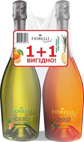 Набор напитка на основе вина Fiorelli Moscato Ananas сладкий 0.75 л 6.5% + Fiorelli Moscato Mandarino сладкий 0.75 л 6.5%