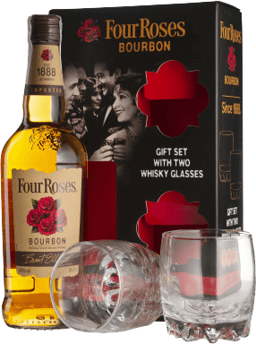 Бурбон Four Roses 0.7 л 40% в подарочной упаковке с 2-мя стаканами