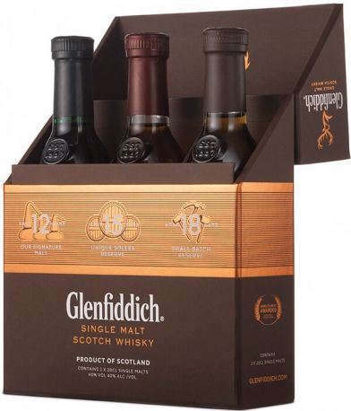 Виски Односолодовый Glenfiddich Mix Pack 3 бутылки по 0.2 л – 12 yo. 15 yo. 18 yo 40% - Фото 1