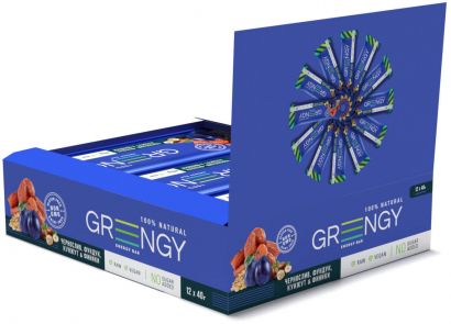 Упаковка батончиков Greengy Финики, Чернослив, Фундук и Кунжут 12 шт х 40 г - Фото 4