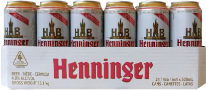 Упаковка пива Henninger Lager светлое фильтрованное 4.8% 0.5 л x 24 шт - Фото 1