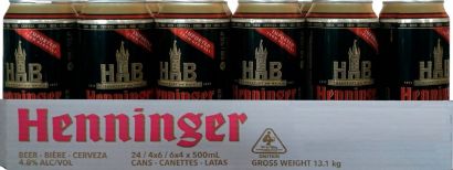 Упаковка пива Henninger Schwarzbier темное фильтрованное 4.8% 0.5 л x 24 шт - Фото 1