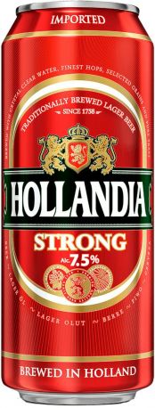 Пиво Hollandia Strong светлое фильтрованное 7.5% 0.5 л