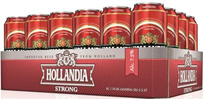 Упаковка пива Hollandia Strong светлое фильтрованное 7.5% 0.5 л x 24 шт - Фото 1