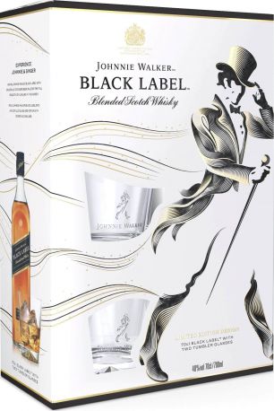 Виски Johnnie Walker Black label 12 лет выдержки 0.7 л 40% с 2-мя стаканами - Фото 2