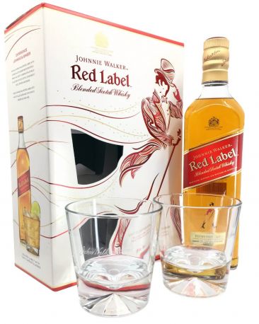 Виски Johnnie Walker Red label 4 года выдержки 0.7 л 40% с 2-мя стаканами - Фото 2