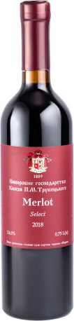 Вино Князь Трубецкой Мерло Select ординарное красное сухое 0.75 л 11-14%