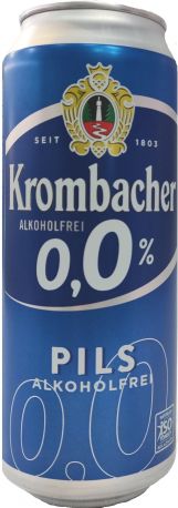 Пиво Krombacher Pils светлое фильтрованное 0% 0.5 л
