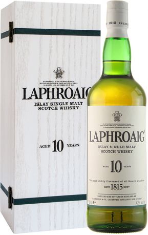 Виски Laphroaig 10 лет выдержки 0.7 л 40% в деревянной коробке