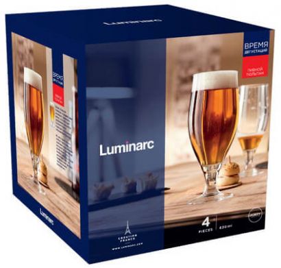 Набор бокалов для пива Luminarc Время Дегустаций Пивной Тюльпан 4 шт - Фото 2