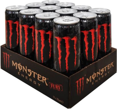 Упаковка безалкогольного энергетического сильногазированного напитка Monster Fury Energy 355 мл х 12 банок