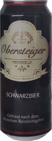 Пиво Obersteiger Schwarzbier темное фильтрованное 4.5% 0.5 л