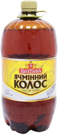 Упаковка пива Полтавпиво Ячменный колос светлое фильтрованное 4.4% 1.5 л х 6 шт