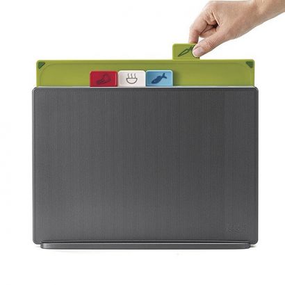 Набор Joseph Joseph Index Graphite 4 разделочных доски 30.5х23.3х8.3 см + подставка - Фото 1