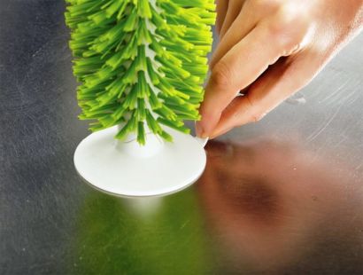 Щетка для мытья посуды Joseph Joseph Brush-up с силиконовой присоской Зеленая - Фото 4
