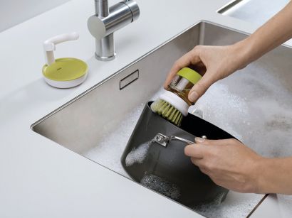 Щетка для мытья посуды с дозатором JOSEPH JOSEPH Palm Crub Зеленая - Фото 4
