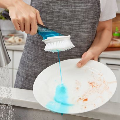 Щетка для мытья посуды Oxo Cleaning Products Good Grips с диспенсером 33 см - Фото 10