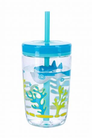 Стакан детский с трубочкой Сontigo Floating Straw Tumbler 470 мл Голубой - Фото 4