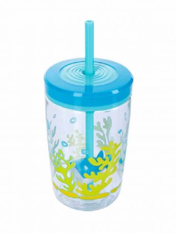 Стакан детский с трубочкой Сontigo Floating Straw Tumbler 470 мл Голубой - Фото 3