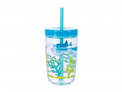Стакан детский с трубочкой Сontigo Floating Straw Tumbler 470 мл Голубой - Фото 1